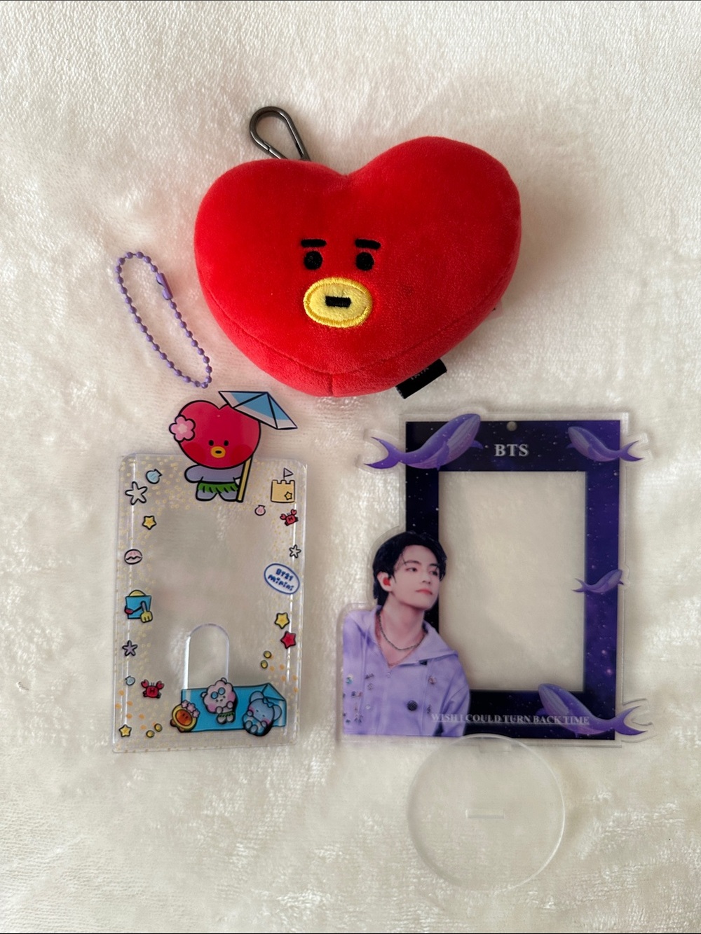 BTS BT21 Tata Plush Keychain Keyring and Photocard Holder Set | Kim Taehyung